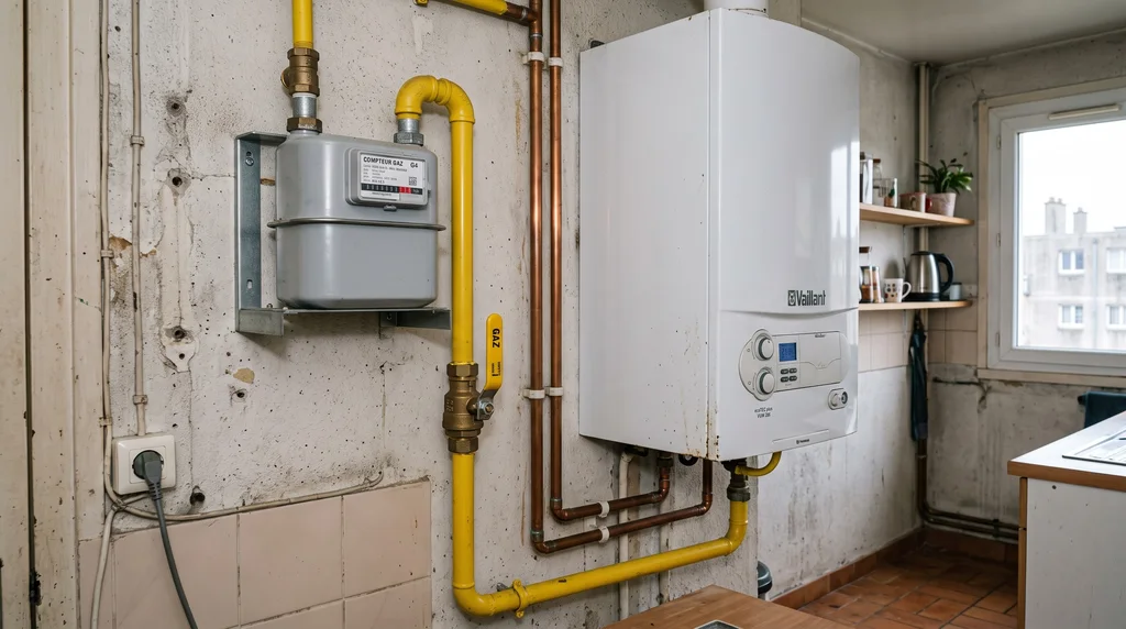 Installation intérieure de gaz — compteur, chaudière et raccordements — Gaz à Cadolive