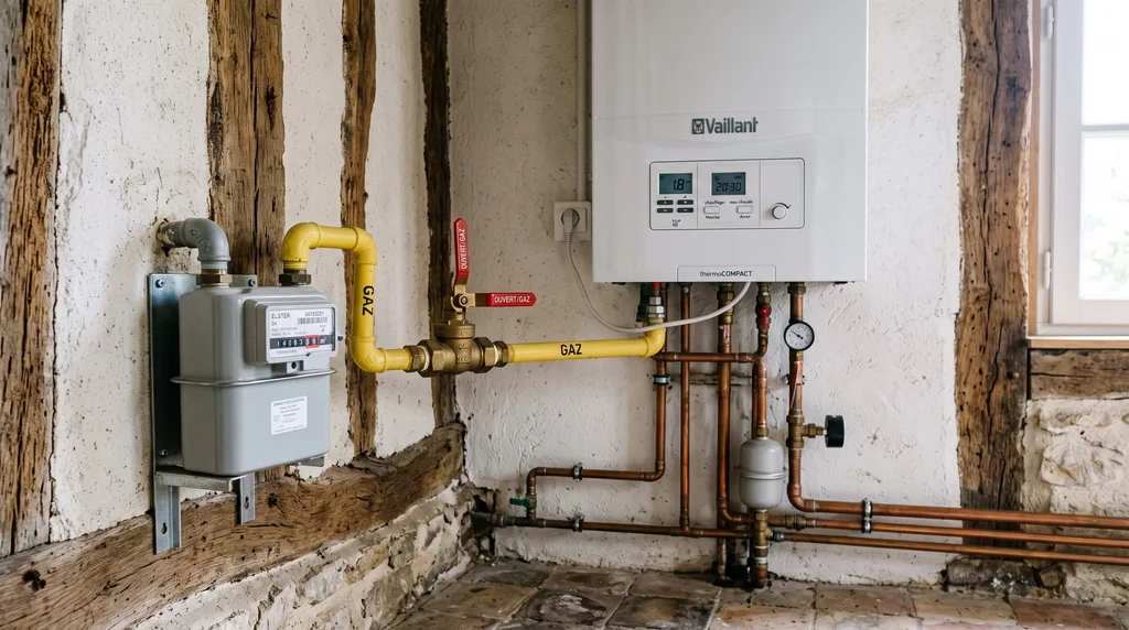Installation intérieure de gaz — compteur, chaudière et raccordements — Gaz immeuble à Lançon-Provence — Diagvalot