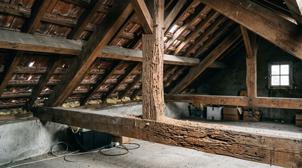 Bois de structure et charpente — sondage des bois — Termites à Saint-Andiol